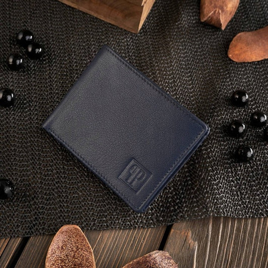 Vyriška natūralios odos jaunimo piniginė tamsiai mėlynos spalvos PAOLO PERUZZI, dovana