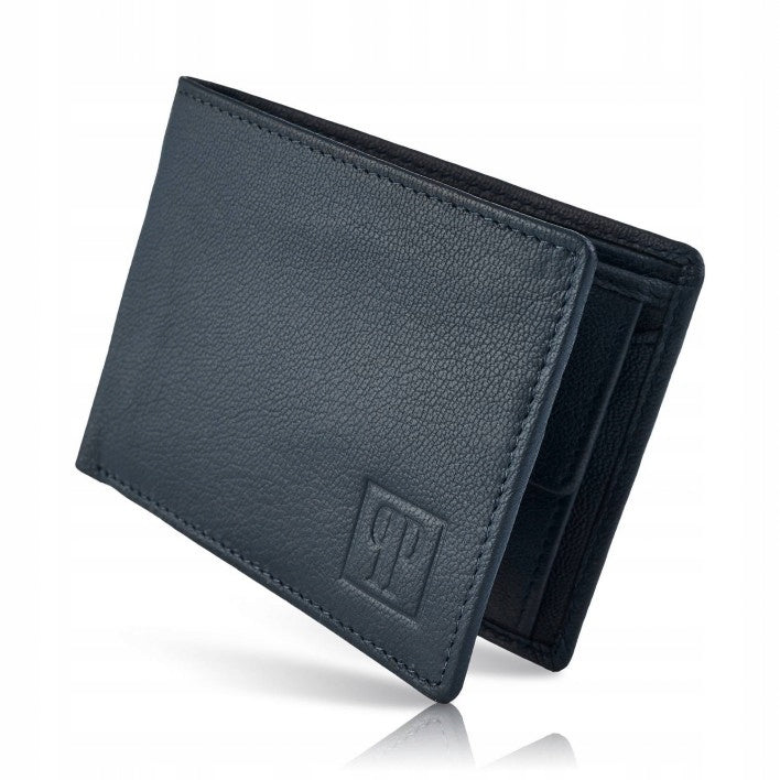 Vyriška natūralios odos jaunimo piniginė tamsiai mėlynos spalvos PAOLO PERUZZI, dovana