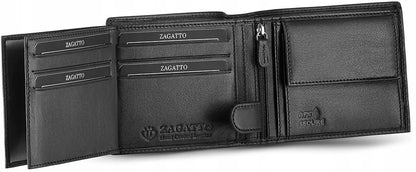 Vyriška odinė juoda piniginė horizontalioji, odinė, apsauga nuo vagysčių RFID ZAGATTO