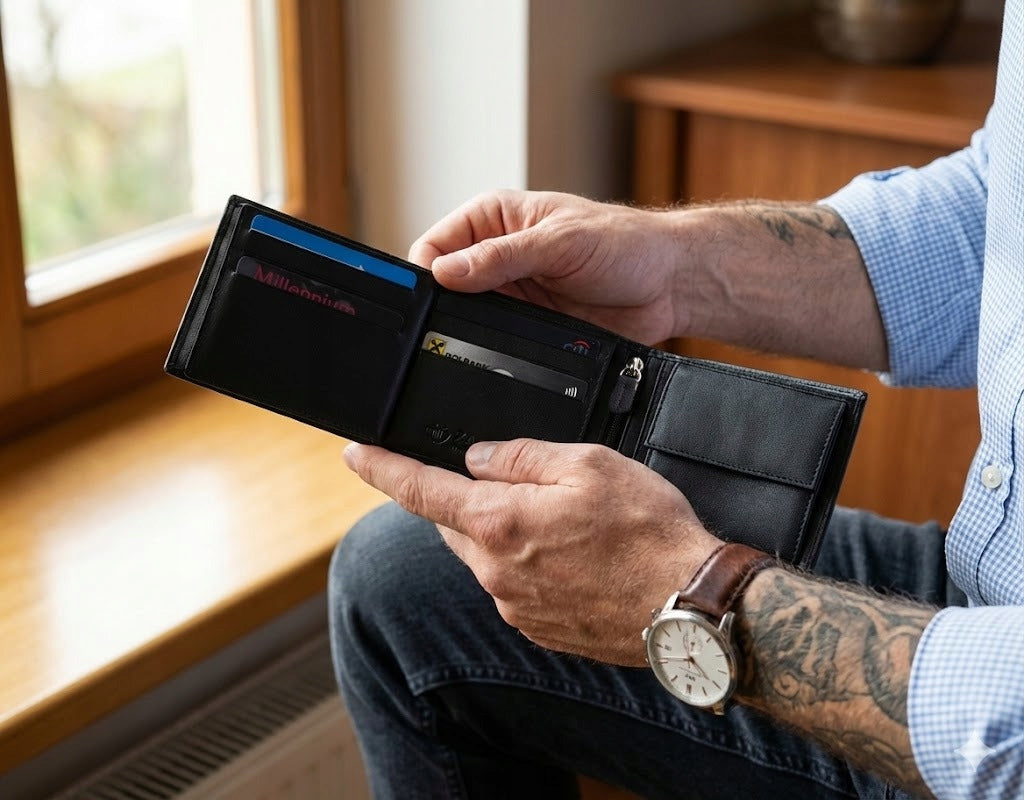 Vyriška odinė juoda piniginė horizontalioji, odinė, apsauga nuo vagysčių RFID ZAGATTO