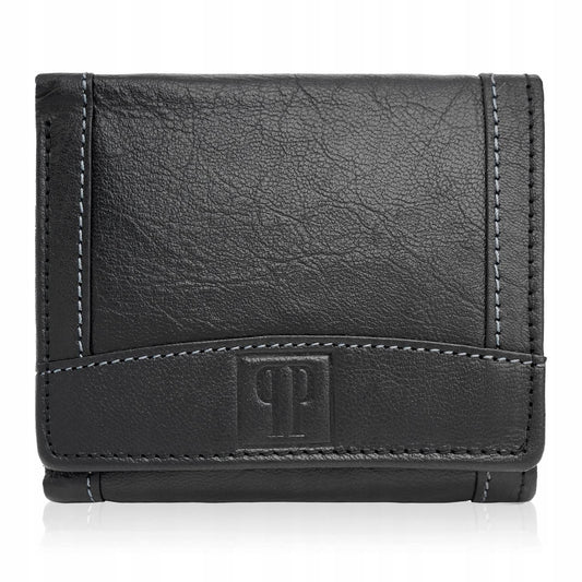 Maža odinė vyriška piniginė, juoda vyriška piniginė su RFID - PAOLO PERUZZI