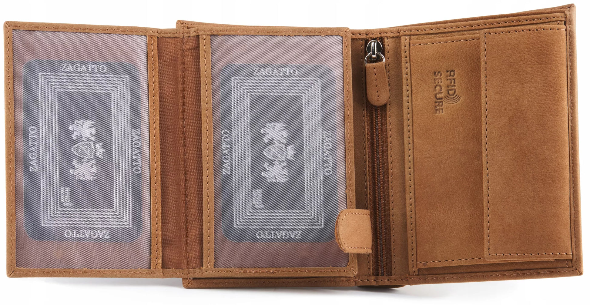 Vyriška odinė vertikali piniginė, ruda, patvari, erdvi, su RFID technologija, ZAGATTO