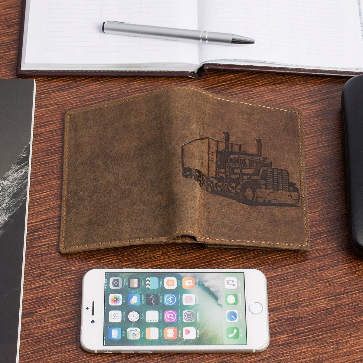 Vyriška odinė piniginė, ruda, nubukas, oda, TIR RFiD, Beltimore, vertikali