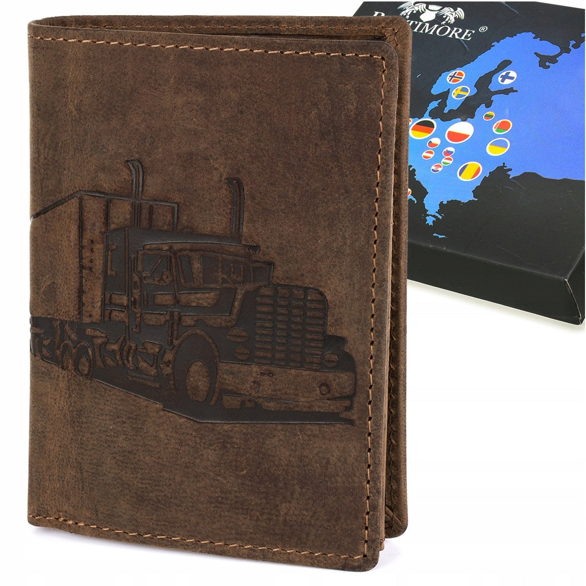 Vyriška odinė piniginė, ruda, nubukas, oda, TIR RFiD, Beltimore, vertikali