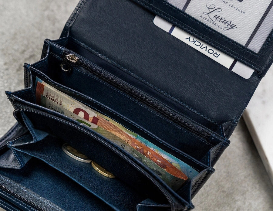 Odinė moteriška piniginė, talpi, oda, dovana Motinos dienai