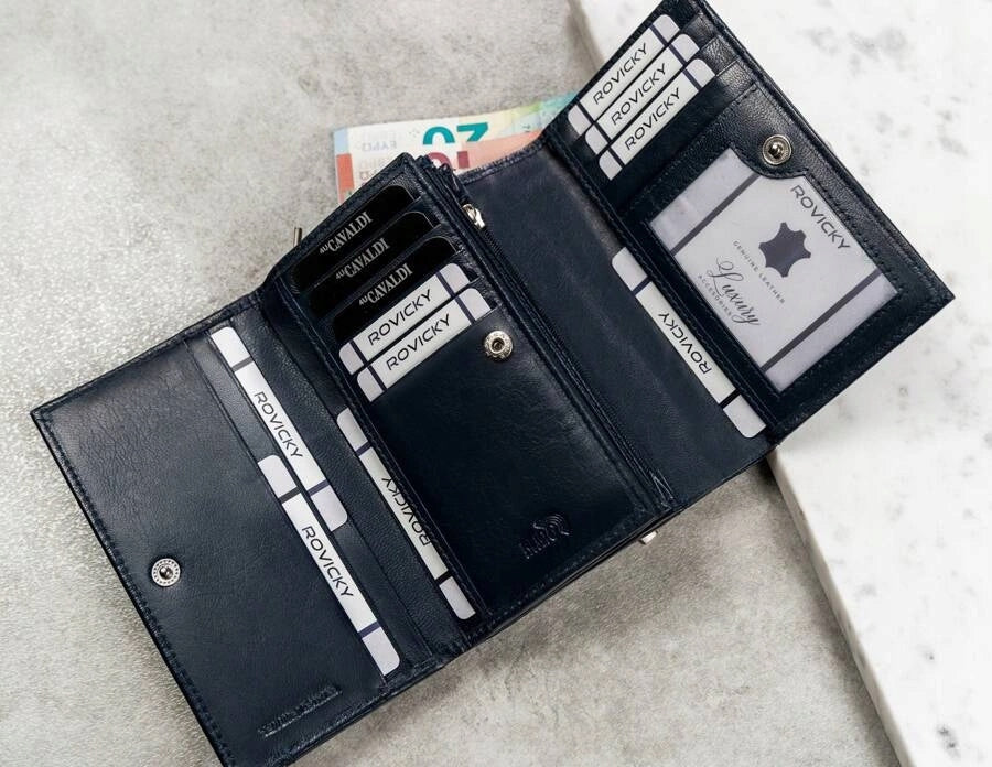 Odinė moteriška piniginė, talpi, oda, dovana Motinos dienai