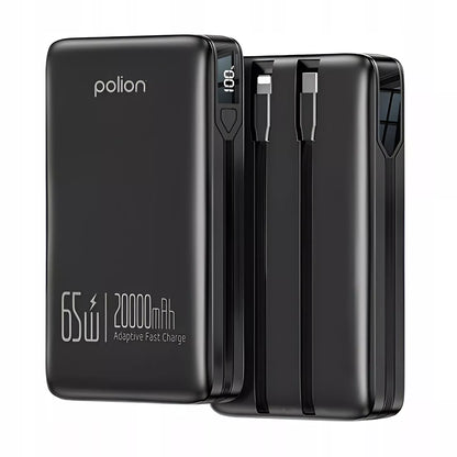 Powerbank 20000mAh greitas įkrovimas 65W telefonas nešiojamasis kompiuteris USB-C PD QC POLION