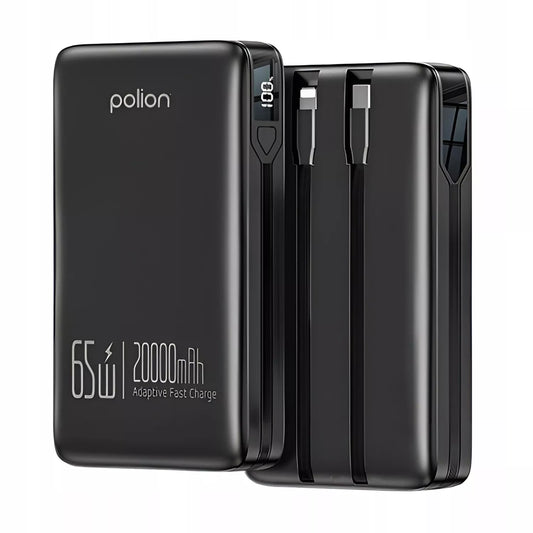 Powerbank 20000mAh greitas įkrovimas 65W telefonas nešiojamasis kompiuteris USB-C PD QC POLION