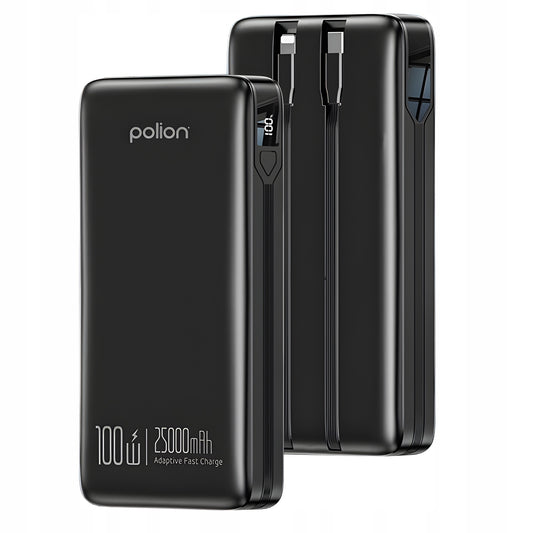 Powerbank 25000mAh greitas įkrovimas 100W telefonui, nešiojamam kompiuteriui USB-C PD QC POLION