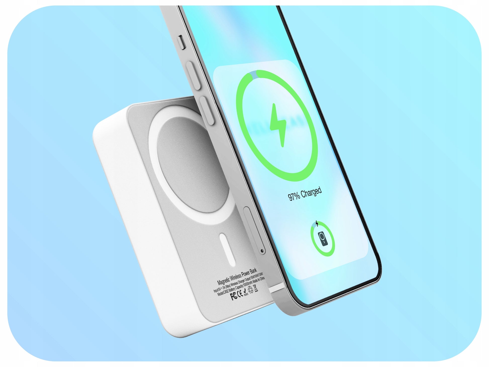 MagSafe Powerbank Apple iPhone 10000 mAh Indukcinis Patvarus Galingas Baltas