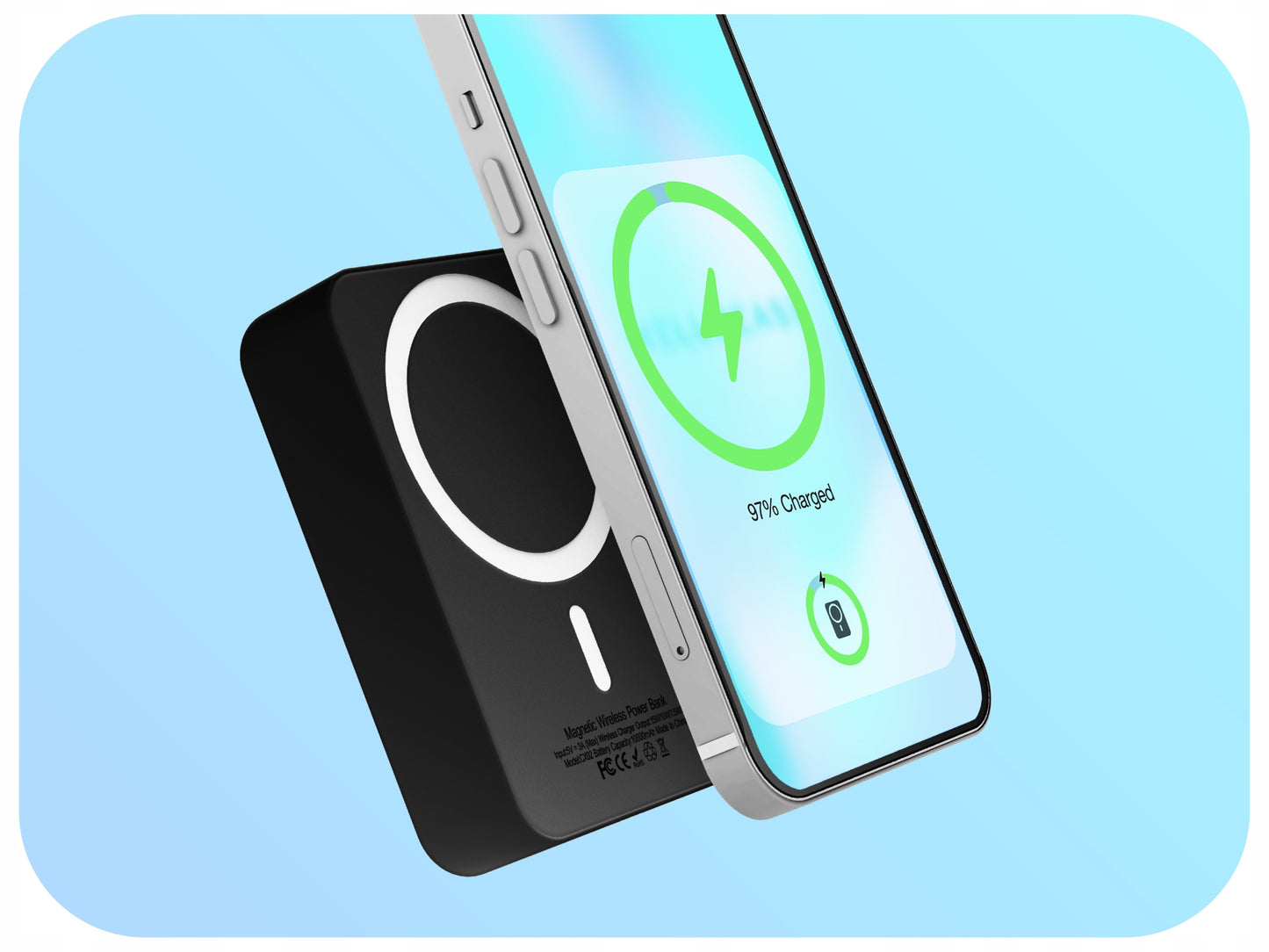 MagSafe Powerbank Apple iPhone 10000 mAh, belaidis, patvarus, galingas, juodas