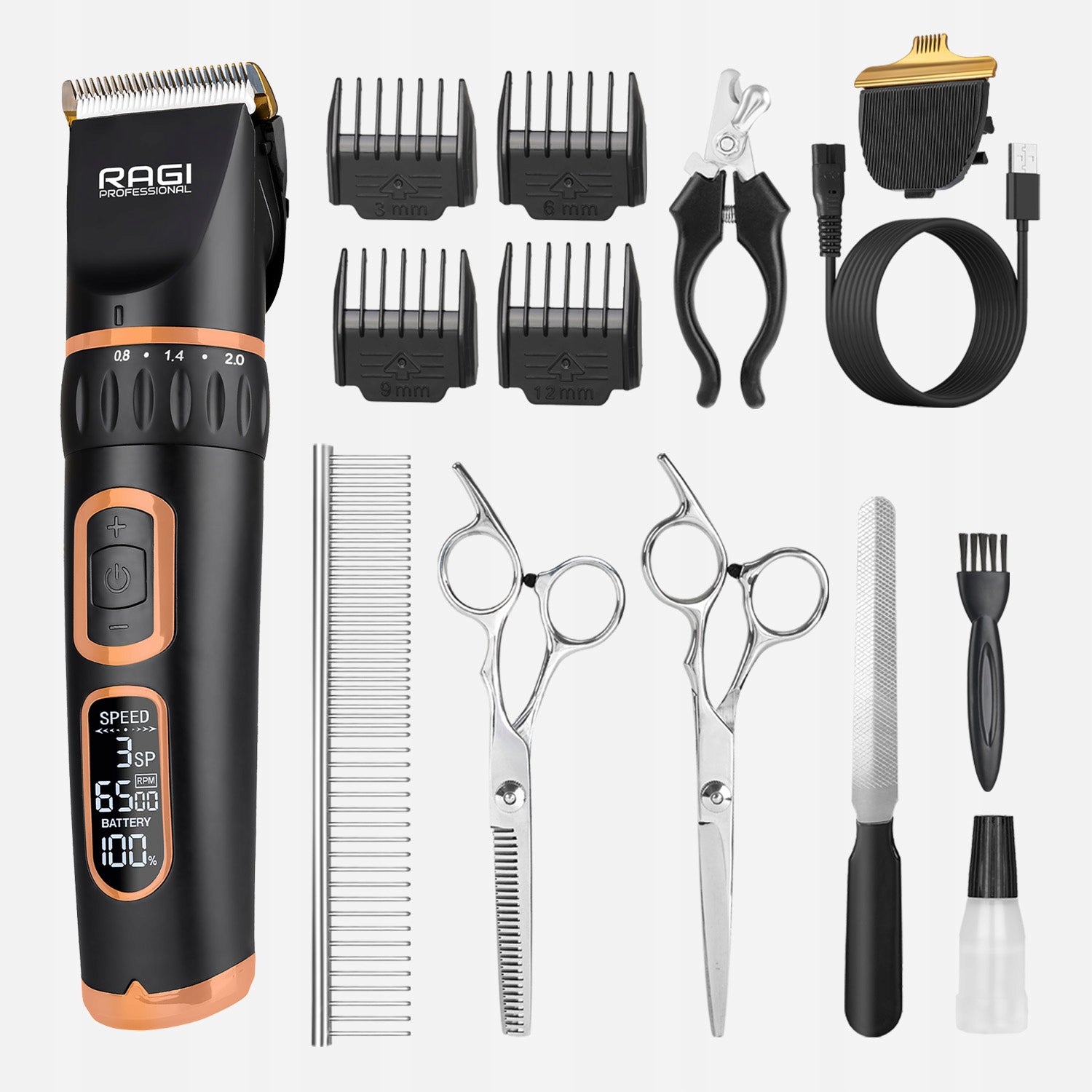 Profesionali šunų kirpimo mašinėlė Tylus augintinio trimmeris - Ragi 12in1