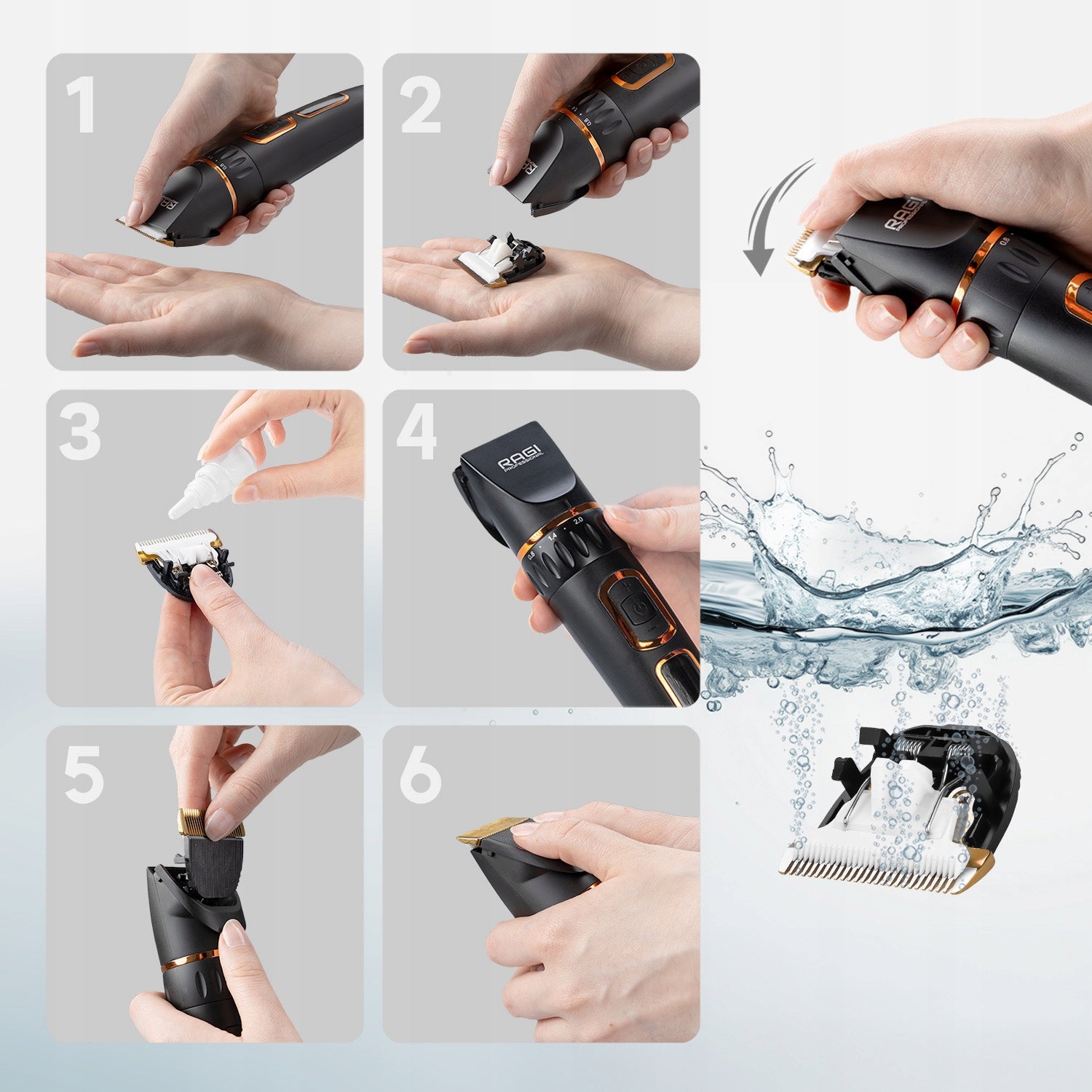 Profesionali šunų kirpimo mašinėlė Tylus augintinio trimmeris - Ragi 12in1