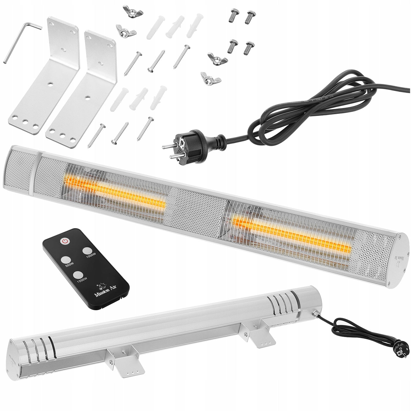 Infraraudonųjų spindulių šildytuvas terasai, sieninis elektrinis šildytuvas 3kW