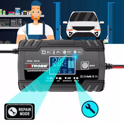 AUTOMATINIS AKUMULIATORIŲ KROVIKLIS SU JŲ TAIISYMO FUNKCIJA 12V 24V