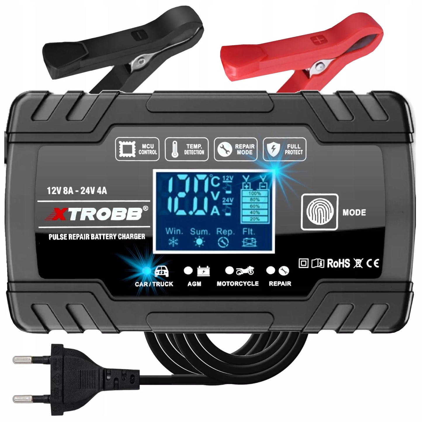 AUTOMATINIS AKUMULIATORIŲ KROVIKLIS SU JŲ TAIISYMO FUNKCIJA 12V 24V