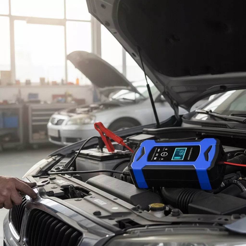Automobilinis ir motociklinis akumuliatoriaus pakrovėjas, SKAITMENINIS, taiso akumuliatorių
