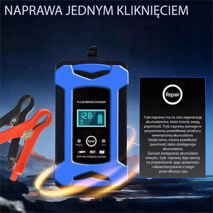 Automobilinis ir motociklinis akumuliatoriaus pakrovėjas, SKAITMENINIS, taiso akumuliatorių