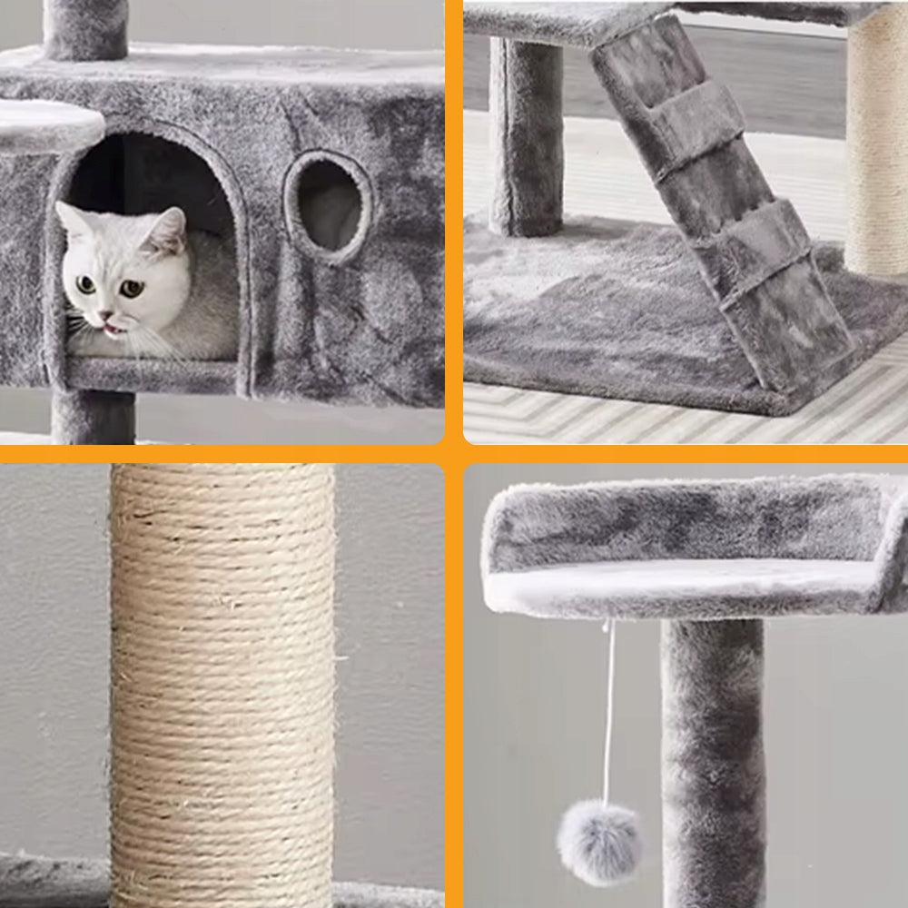 Pupilo kačių namelis, draskykla, guolis, hamakas, kopetėlės, žaislai, 5 lygiai