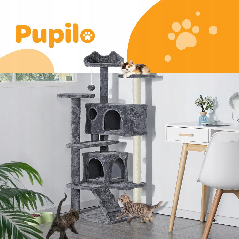 Pupilo kačių namelis, draskykla, guolis, hamakas, kopetėlės, žaislai, 5 lygiai