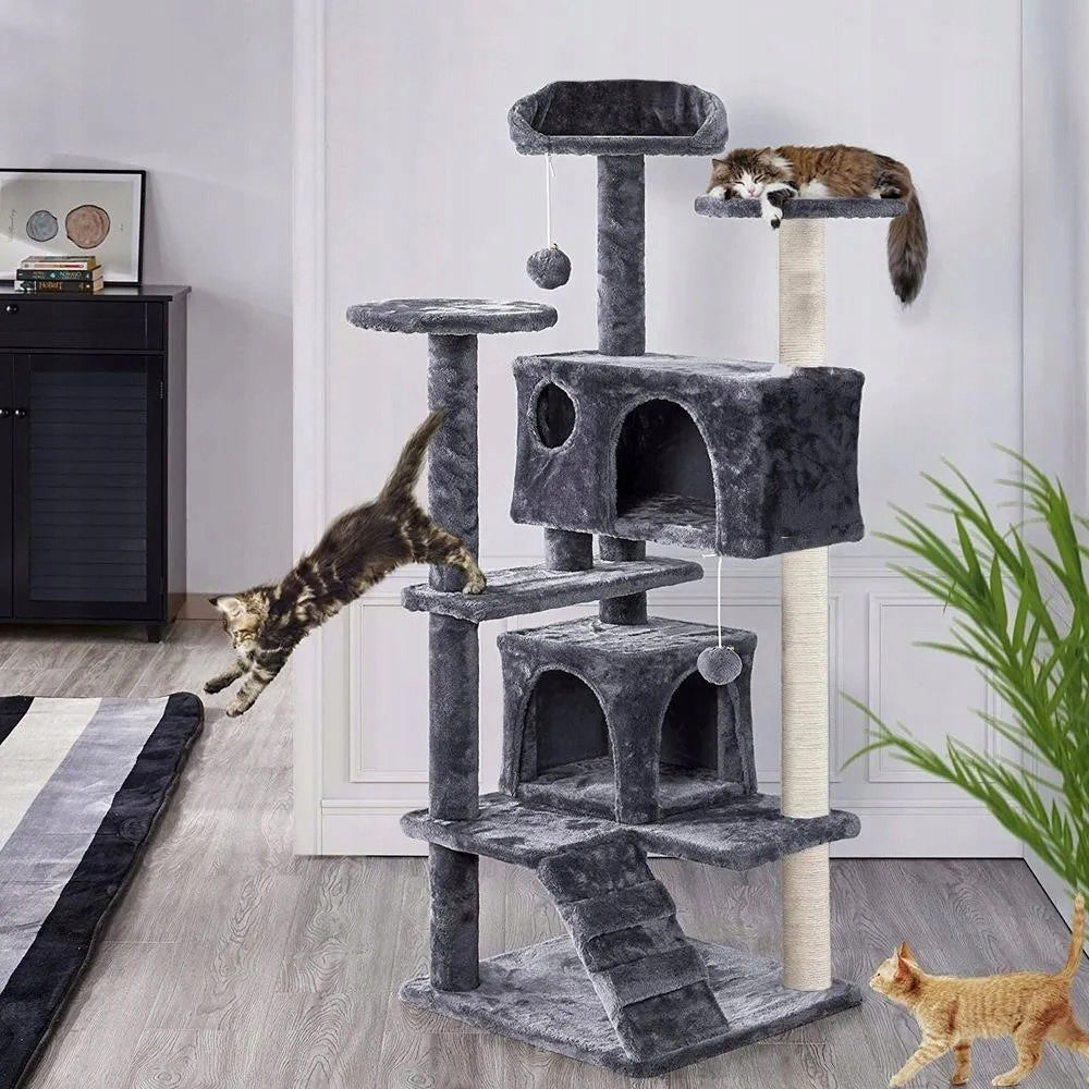 Pupilo kačių namelis, draskykla, guolis, hamakas, kopetėlės, žaislai, 5 lygiai