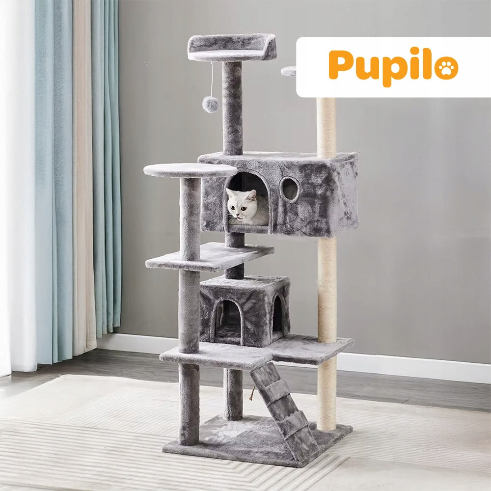 Pupilo kačių namelis, draskykla, guolis, hamakas, kopetėlės, žaislai, 5 lygiai
