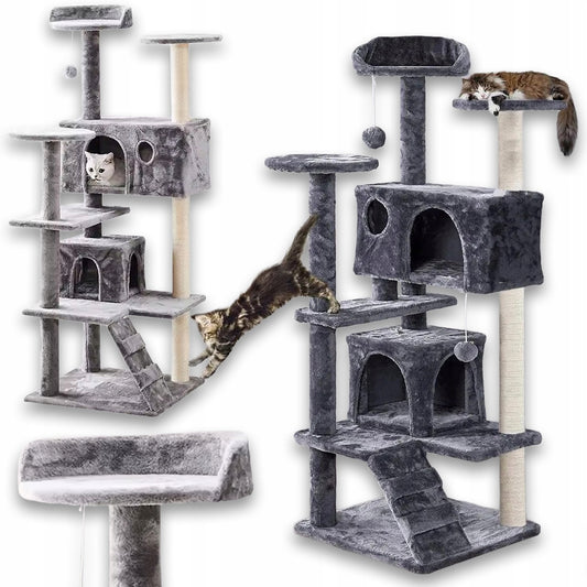 Pupilo kačių namelis, draskykla, guolis, hamakas, kopetėlės, žaislai, 5 lygiai