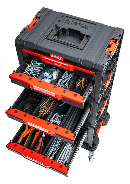 QBRICK SYSTEM PRO stalčių dirbtuvių rinkinys 1 2.0 su ratukais, įrankių dėžė