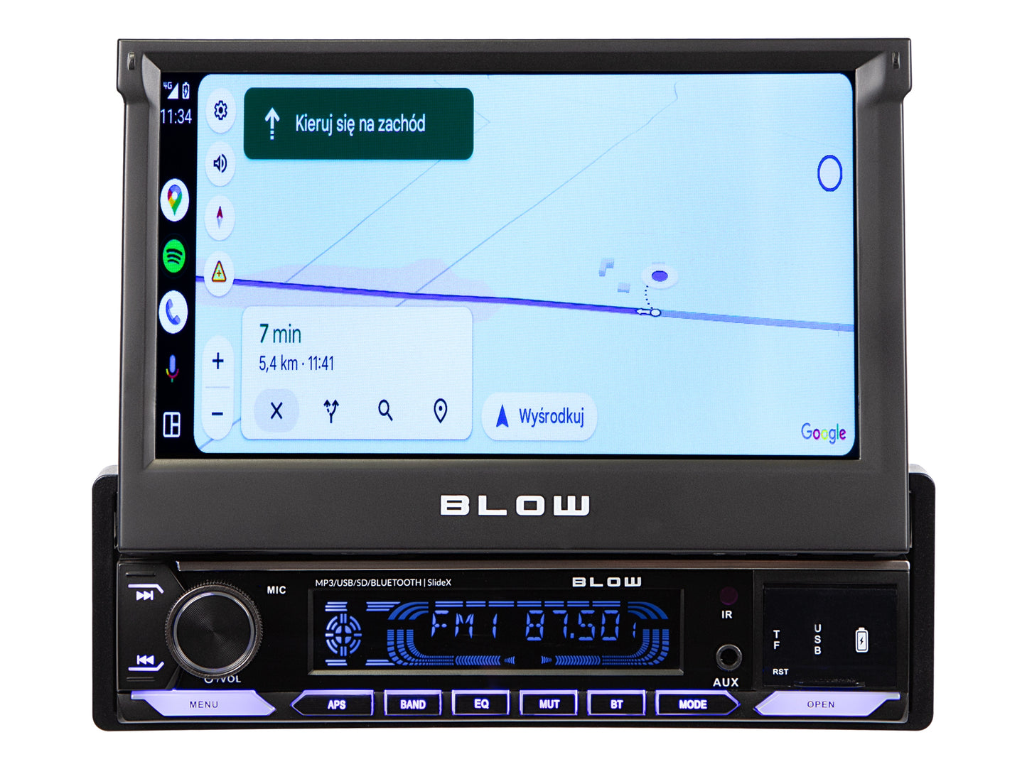 Automobilinis radijas 1-DIN, 7 colių, ištraukiamas lietimui jautrus ekranas, CarPlay, Android Auto