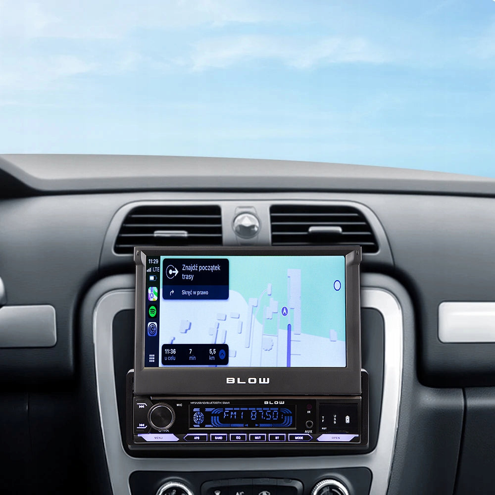 Automobilinis radijas 1-DIN, 7 colių, ištraukiamas lietimui jautrus ekranas, CarPlay, Android Auto