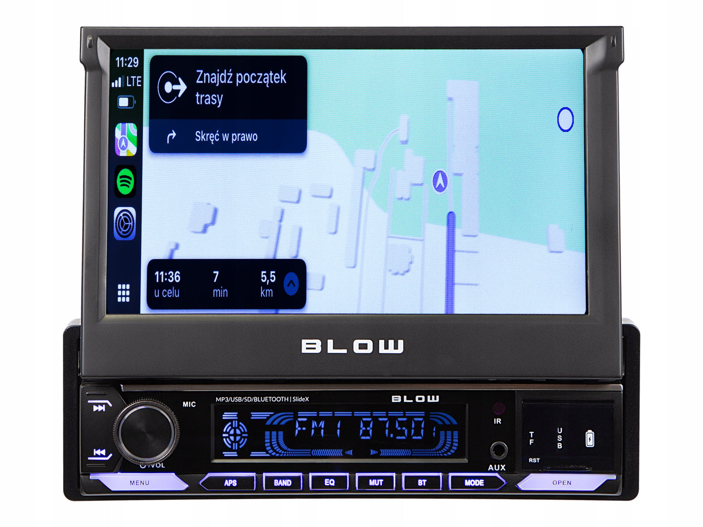 Automobilinis radijas 1-DIN, 7 colių, ištraukiamas lietimui jautrus ekranas, CarPlay, Android Auto