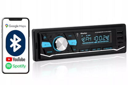 Automobilinis radijas 1-DIN Bluetooth 5.0 USB SD AUX MP3 Mikrofonas Nuotolinio valdymo pultelis Spalvos