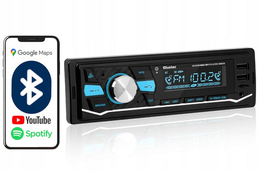 Automobilinis radijas 1-DIN Bluetooth 5.0 USB SD AUX MP3 Mikrofonas Nuotolinio valdymo pultelis Spalvos