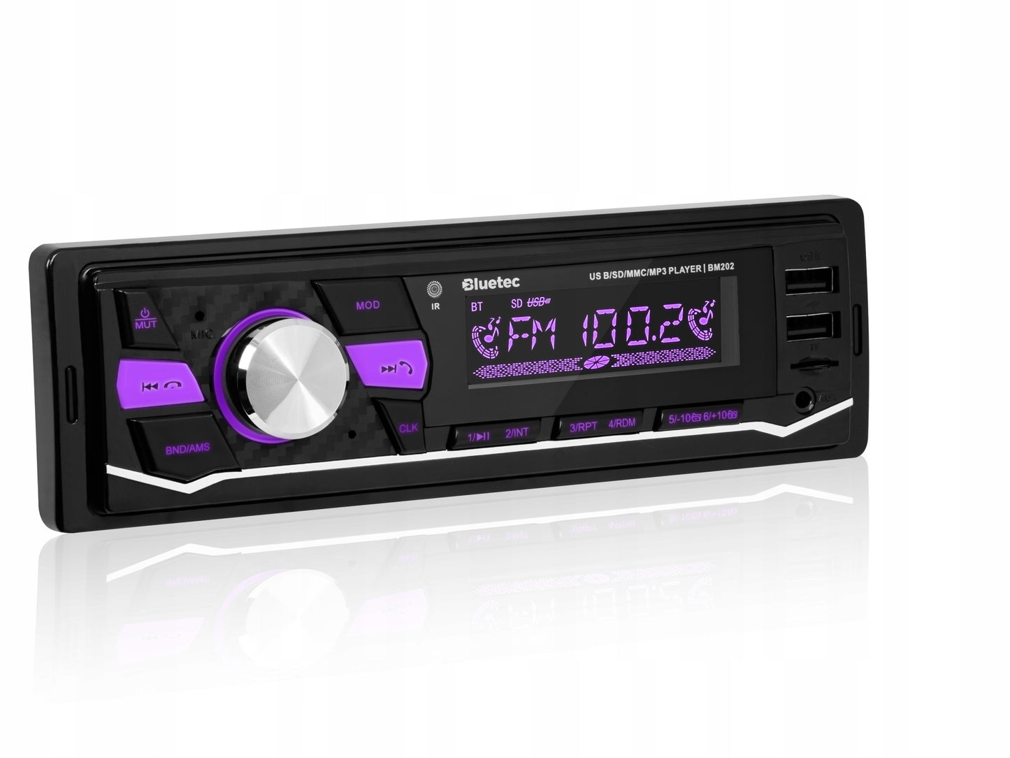 Automobilinis radijas 1-DIN Bluetooth 5.0 USB SD AUX MP3 Mikrofonas Nuotolinio valdymo pultelis Spalvos