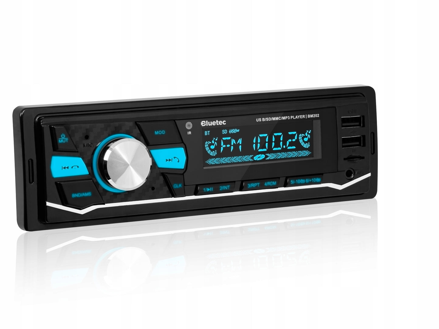 Automobilinis radijas 1-DIN Bluetooth 5.0 USB SD AUX MP3 Mikrofonas Nuotolinio valdymo pultelis Spalvos