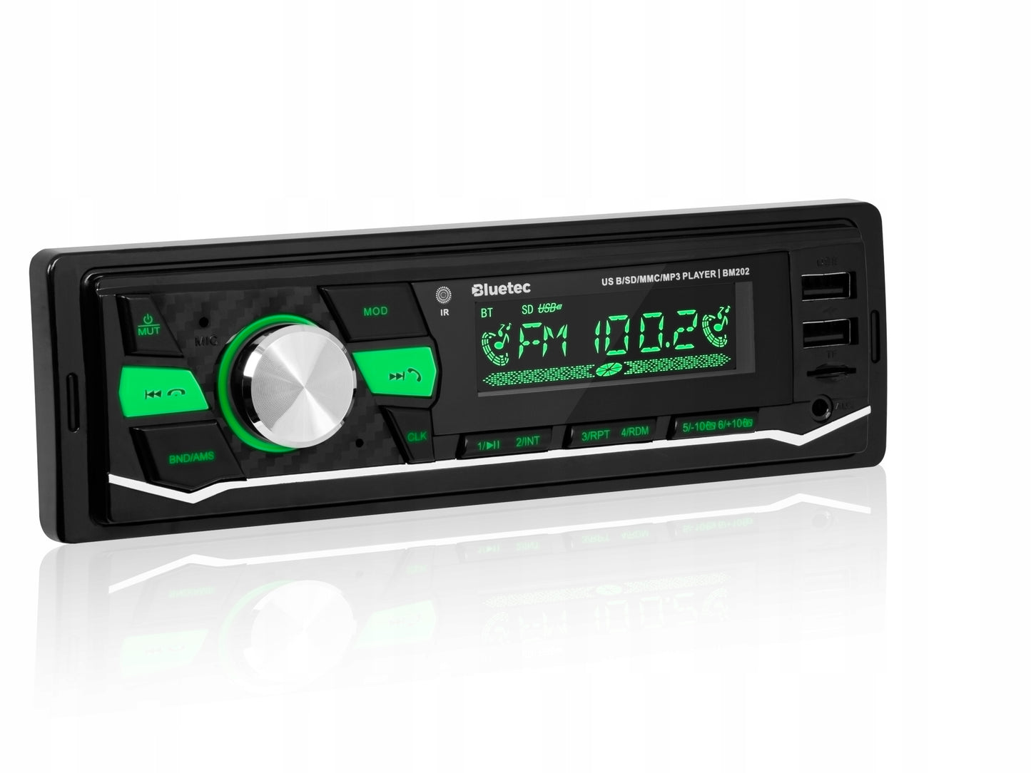 Automobilinis radijas 1-DIN Bluetooth 5.0 USB SD AUX MP3 Mikrofonas Nuotolinio valdymo pultelis Spalvos