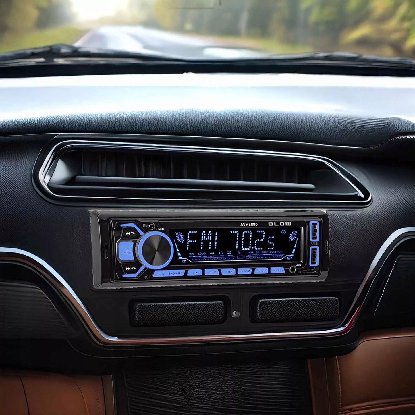 Automobilinis radijas 1-DIN Bluetooth USB SD RDS Spalvotas Rinkinys su pulteliu