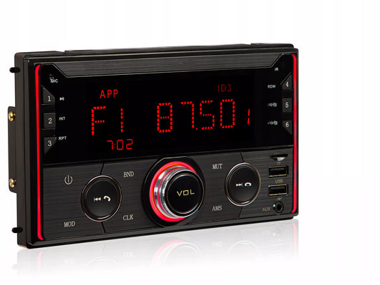 Automobilinis radijas 2-DIN Bluetooth USB SD RDS LCD RGB Mikrofonas Pilot