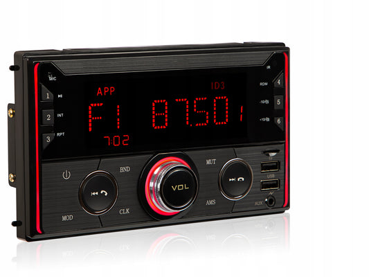 Automobilinis radijas 2-DIN Bluetooth USB SD RDS LCD RGB Mikrofonas Pilot