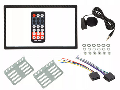Automobilinis radijas 2-DIN Bluetooth USB SD RDS LCD RGB su mikrofonu, pulteliu, rinkinys