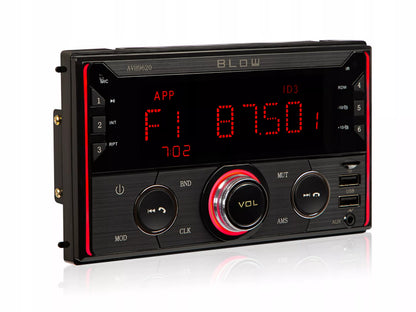 Automobilinis radijas 2-DIN Bluetooth USB SD RDS LCD RGB su mikrofonu, pulteliu, rinkinys