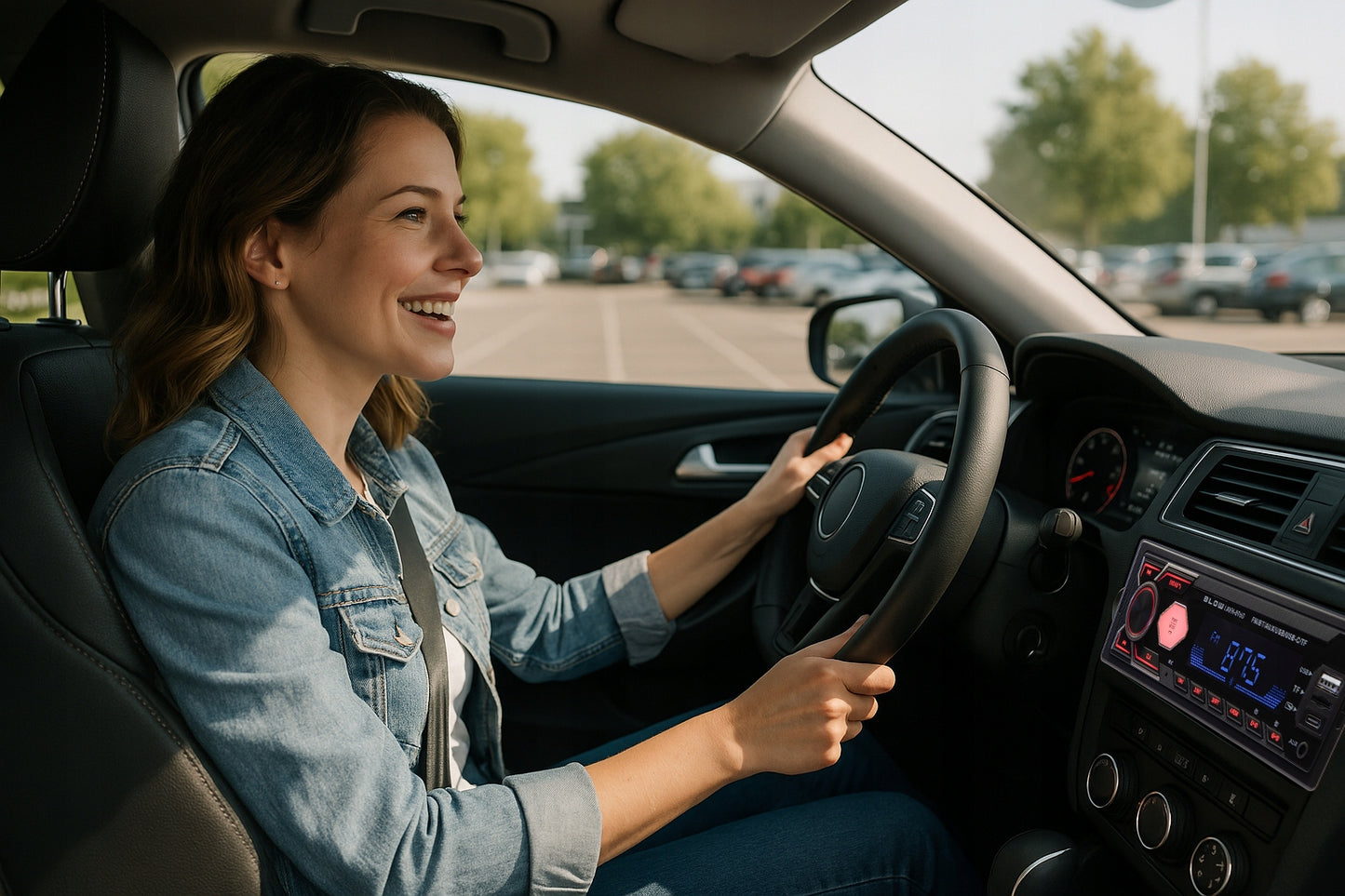 Automobilinis radijas BLUETOOTH 1-DIN RDS USB-C AUX RCA SD MP3 LCD MIKROFONAS