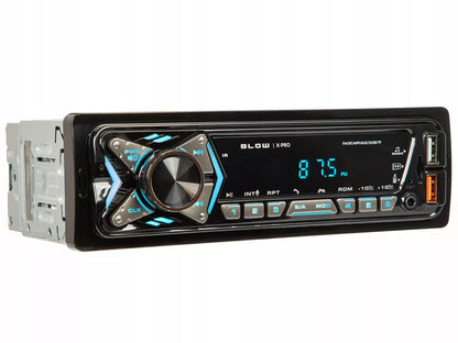 Automobilio radijas su Bluetooth, 1-DIN, USB, AUX, SD, mikrofonas, nuotolinio valdymo pultas, baterija, komplektas