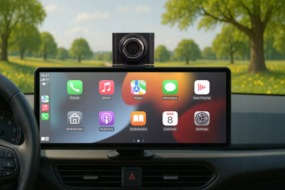 Automobilinė radijo stotelė su monitoriumi, CarPlay, kamera, Android Auto, multimedijos stotis