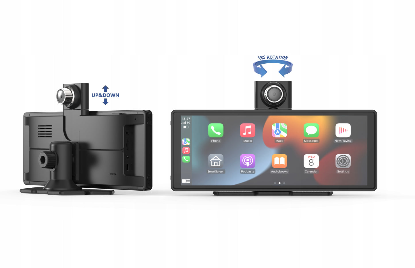 Automobilinė radijo stotelė su monitoriumi, CarPlay, kamera, Android Auto, multimedijos stotis