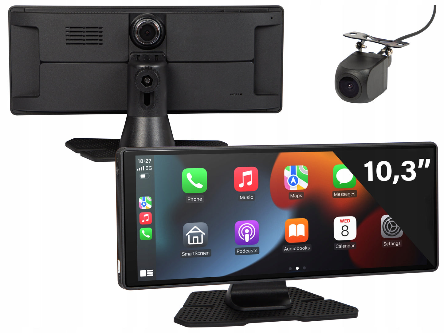 Automobilinė radijo stotelė su monitoriumi, CarPlay, kamera, Android Auto, multimedijos stotis