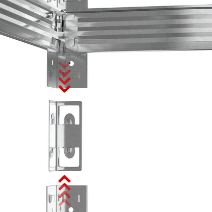 METALINIS SANDĖLIAVIMO STELAŽAS 150x75x30cm 4 MDF LENTYNOS 150kg 600kg GARAŽUI