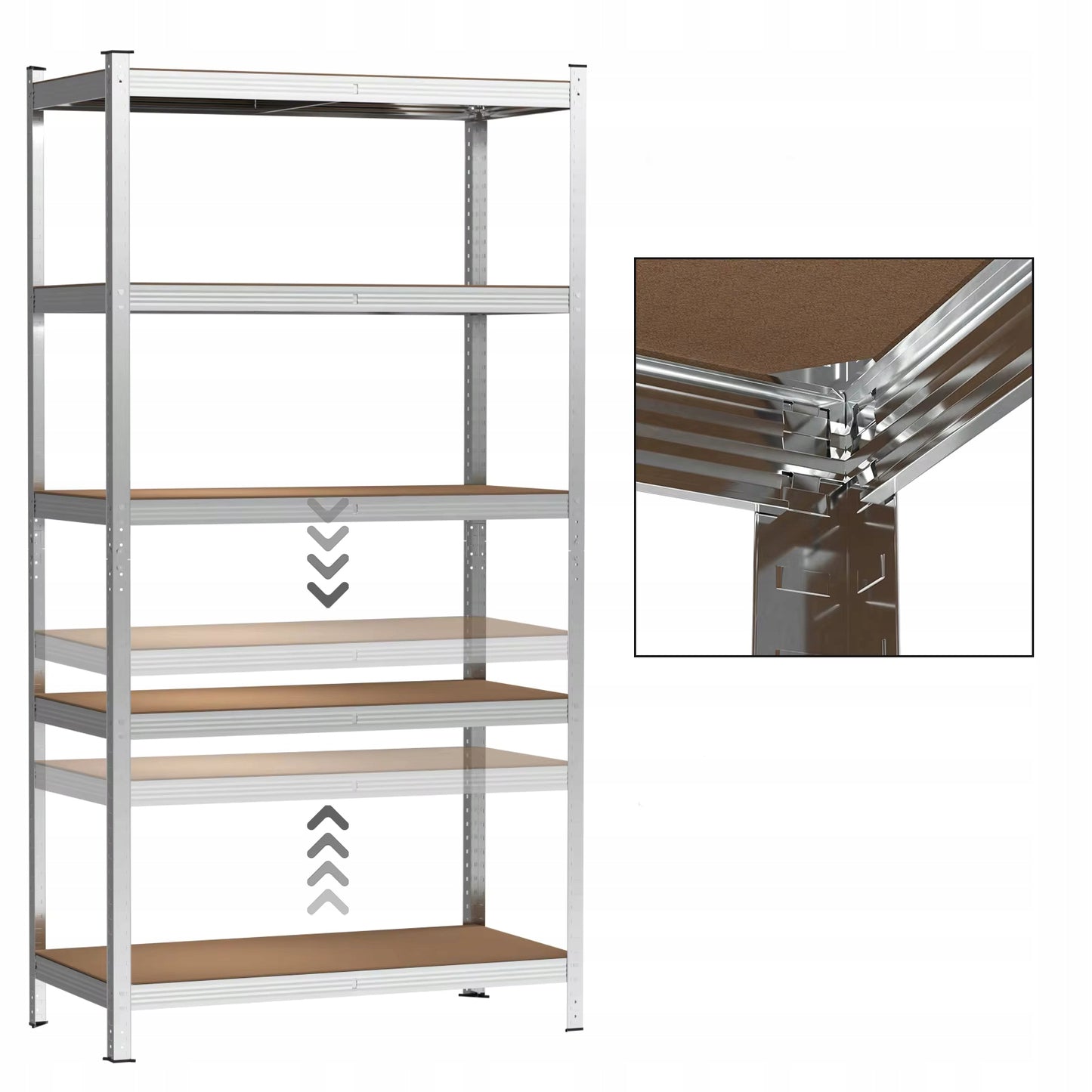 Metalinė sandėliavimo lentyna 180x90x40cm, 5 MDF lentynos, 160kg/lentyna, 800kg bendra apkrova, skirta garažui