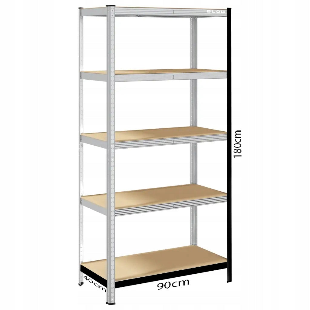 Metalinė sandėliavimo lentyna 180x90x40cm, 5 MDF lentynos, 160kg/lentyna, 800kg bendra apkrova, skirta garažui