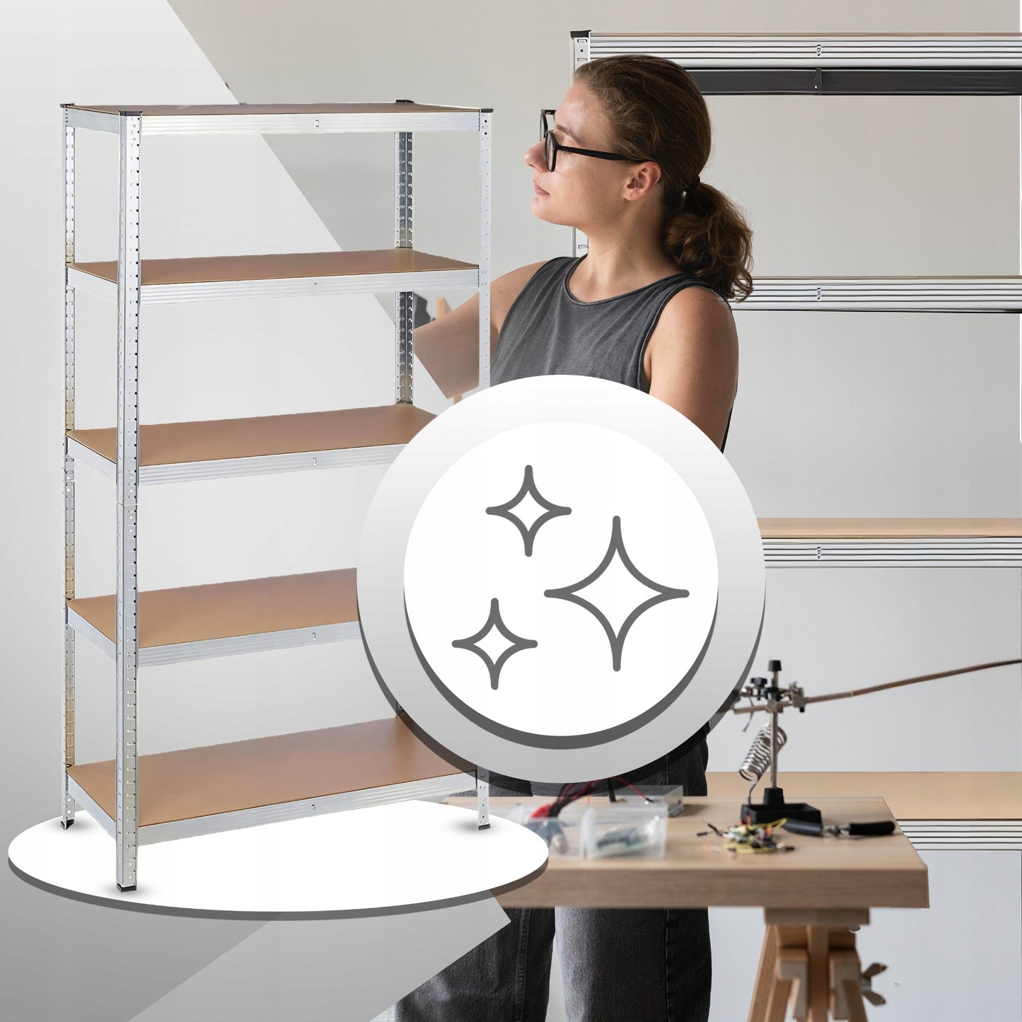 METALINĖ SANDĖLIAVIMO LENTYNĖLĖ 2 viename 5 lentynos 180X90X40CM 875KG GARAZINĖ STUMDOMA